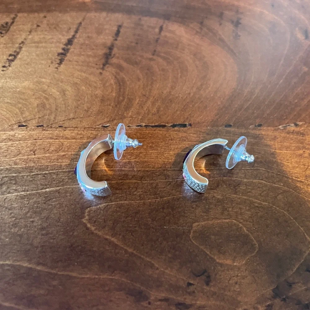 Brighton bangle multi-color stone earrings - Picture 2 of 2